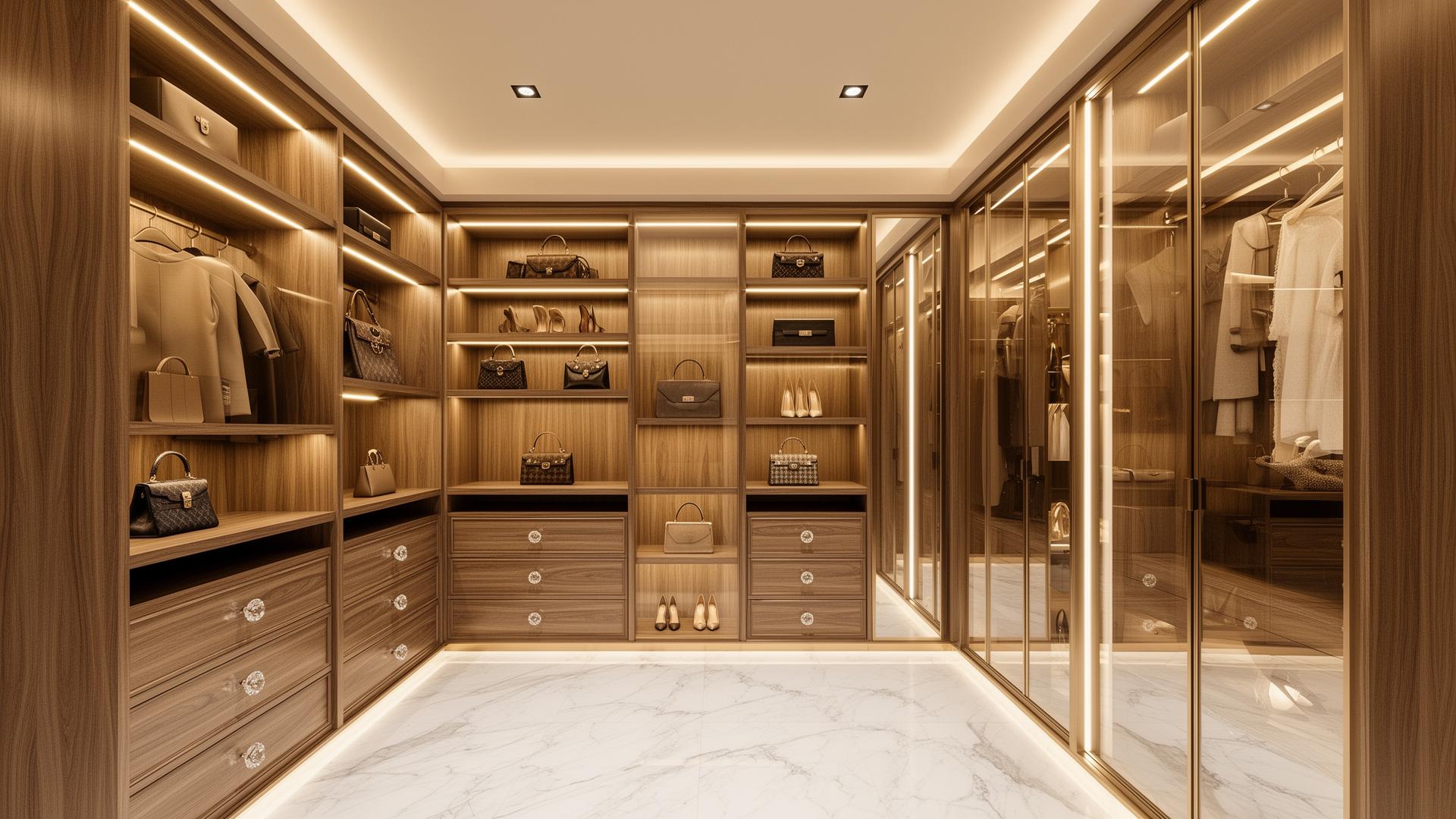 Custom luxury closet with Salice hardware in Dallas
