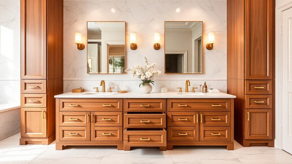 Custom bathroom vanity with spa-style storage