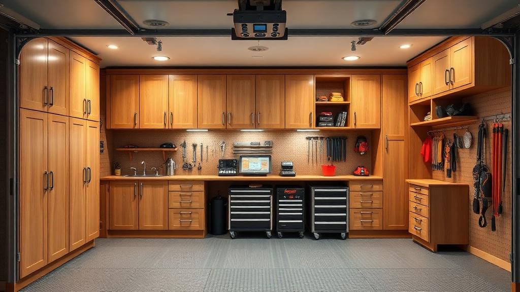 Custom garage cabinet system in DFW home