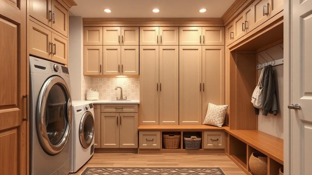 Custom laundry room and mudroom cabinetry